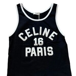 Celine Logo Black and White Tank Top